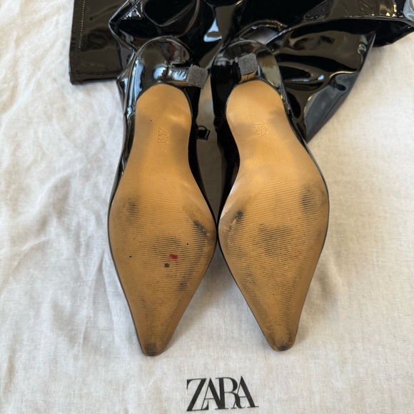 Zara Black Patent Over-the-Knee Stiletto Boots. Retail: $199. US 7.5, EU 38 size - Picture 9 of 16